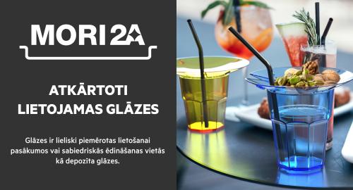 Jaunums! MORI2A atkārtoti lietojamas glāzes