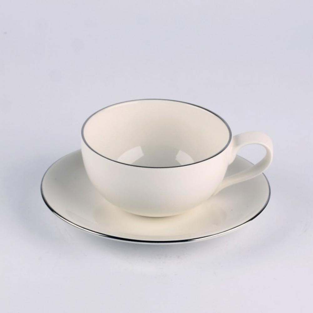 SENSE PLATINUM TĒJAS TASE 230ML/APAKŠTASE 15CM, Quality Ceramic