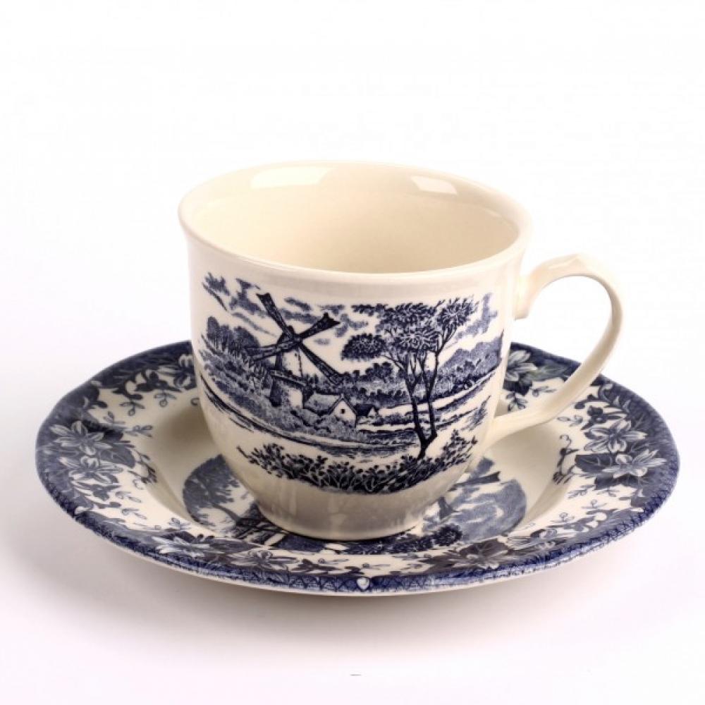 WINDMILL BLUE CUP 200 ML / SAUCER, Claytan