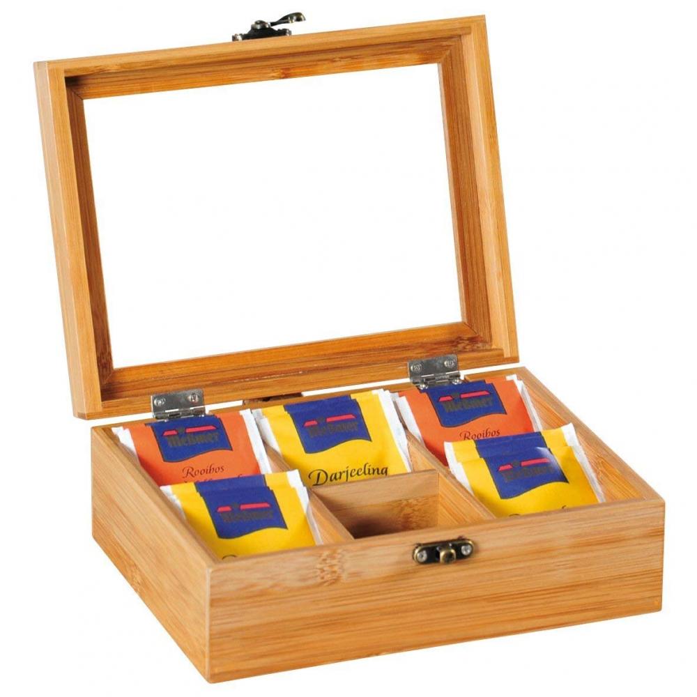 BOX FOR TEA W 6 DIVIDERS, BAMBOO, Kesper