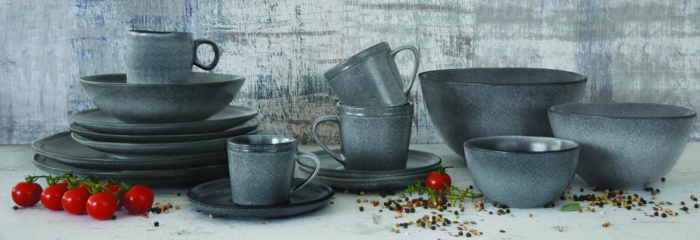 ESSENTIAL DARK GREY PUSDIENU ŠĶĪVIS 26.5CM, KERAMIKA, Easy Life