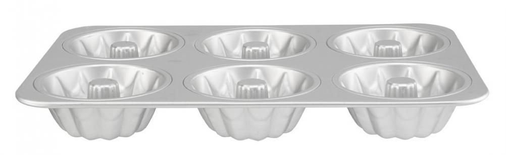 6 Cup Mini Fluted Mold Pan, aluminum, Heirol