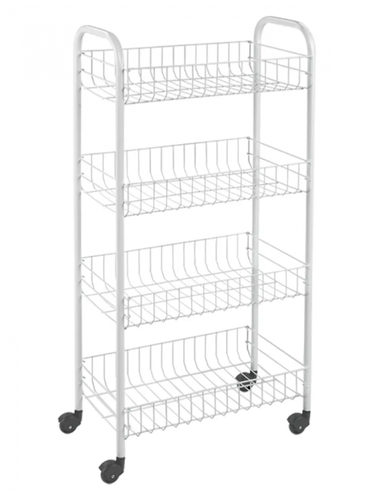 PISA SHELF ON WHEELS 41X23X84CM, 4 TIER, LDPE PLASTIC COATING, Metaltex