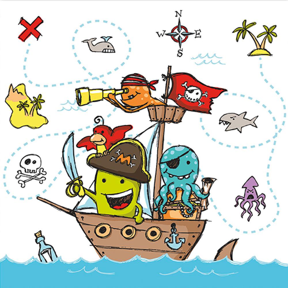 NAPKIN 20PCS 33X33CM PIRATE CREW, Pap Star