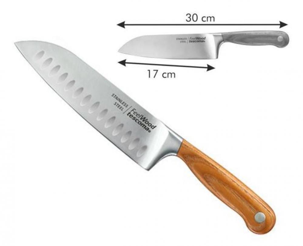 FEELWOOD SANTOKU KNIFE 17CM, ST.ST./WOOD, Tescoma