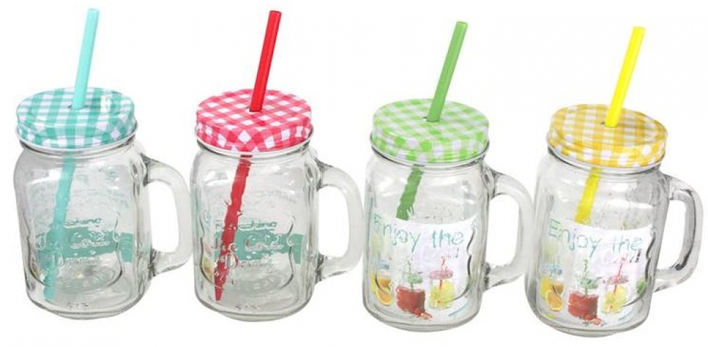 Smoothie jar with straw 400ml, glass, MPL Consulting