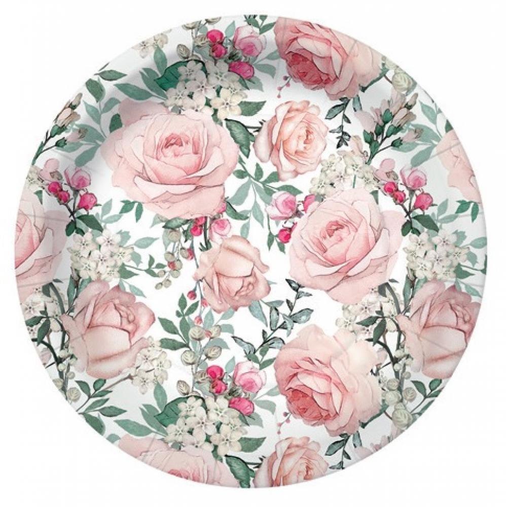 GORGEOUS ROSES PAPER PLATE D18CM 10PCS, Paw Decor Collection