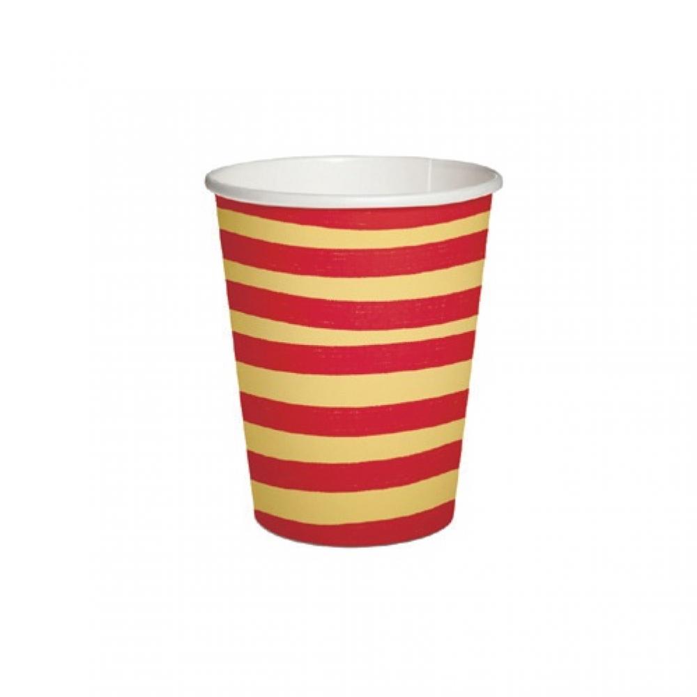BRUSH STROKES BEIGE RED PAPER GLASS 250ML 10PCS, Paw Decor Collection