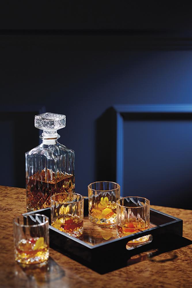 BARCRAFT CUT GLASS EFFECT DECANTER SET, 900ML/4X200ML, GIFT BOX, Bar Craft