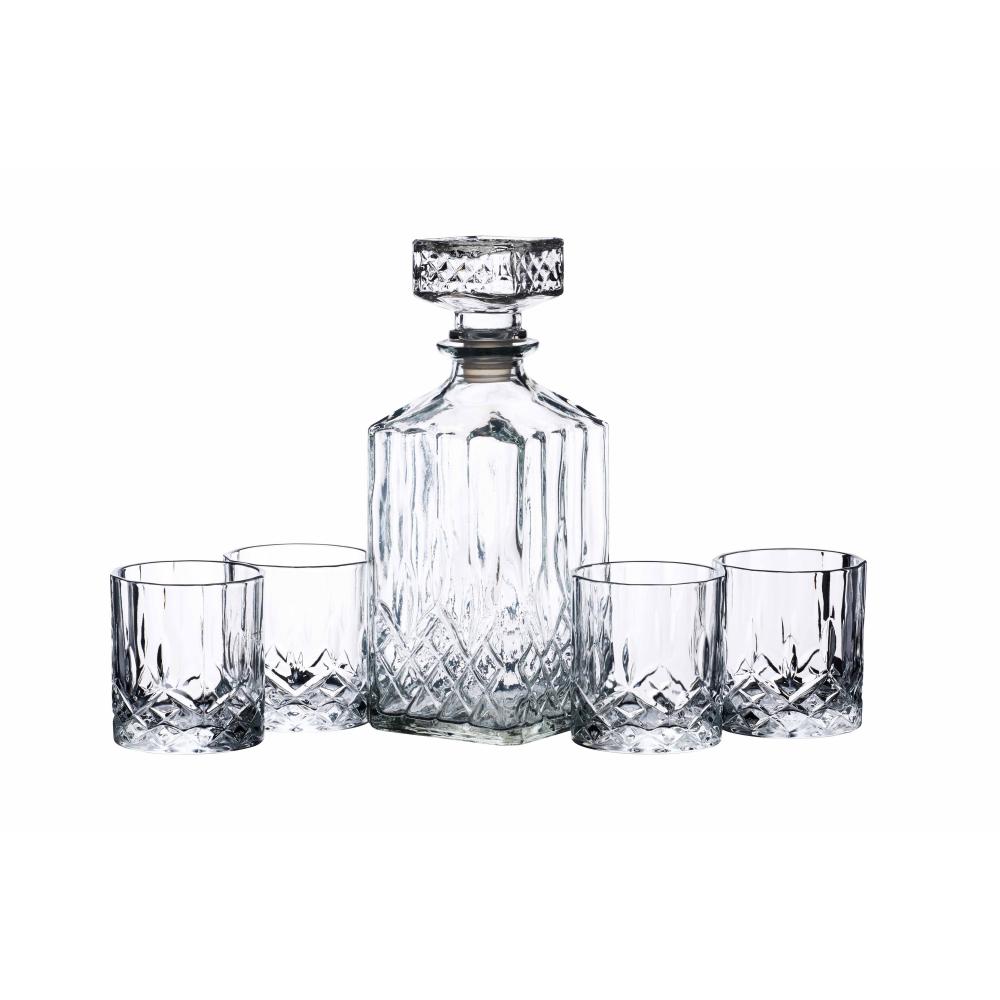 BARCRAFT CUT GLASS EFFECT DECANTER SET, 900ML/4X200ML, GIFT BOX, Bar Craft