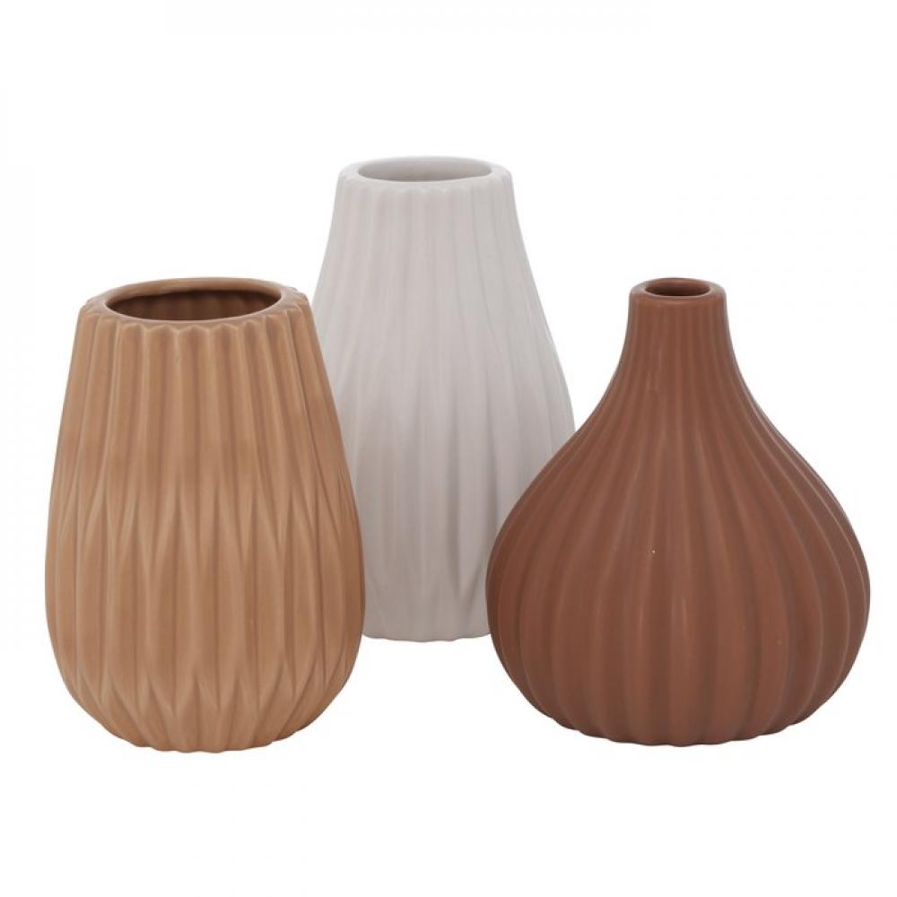 WILMA vaas 14cm, 3 erinevat, valge/t.pruun/h.pruun, keraamika, Boltze