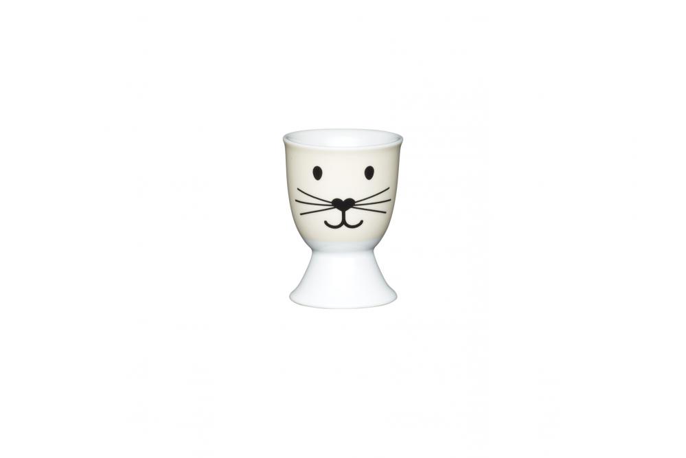 KITCHENCRAFT PORCELAIN EGG CUP, CAT FACE DESIGN, Kitchen Craft