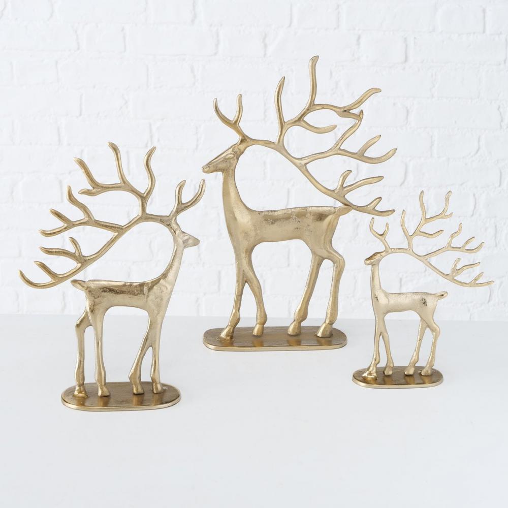 TROLLAH DECORATIVE FIGURE DEER GOLD COLOR 31CM, METAL, Boltze