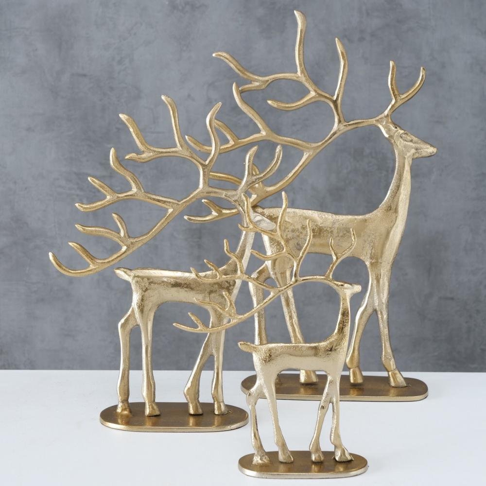 TROLLAH DECORATIVE FIGURE DEER GOLD COLOR 31CM, METAL, Boltze