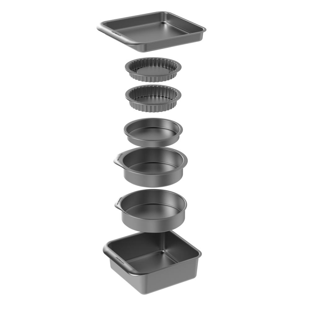 MASTERCLASS SMART SPACE STACKING NON-STICK CAKE BAKING SET, 7 PCS, Masterclass