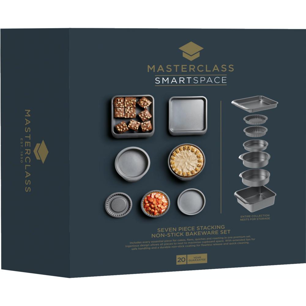 MASTERCLASS SMART SPACE STACKING NON-STICK CAKE BAKING SET, 7 PCS, Masterclass