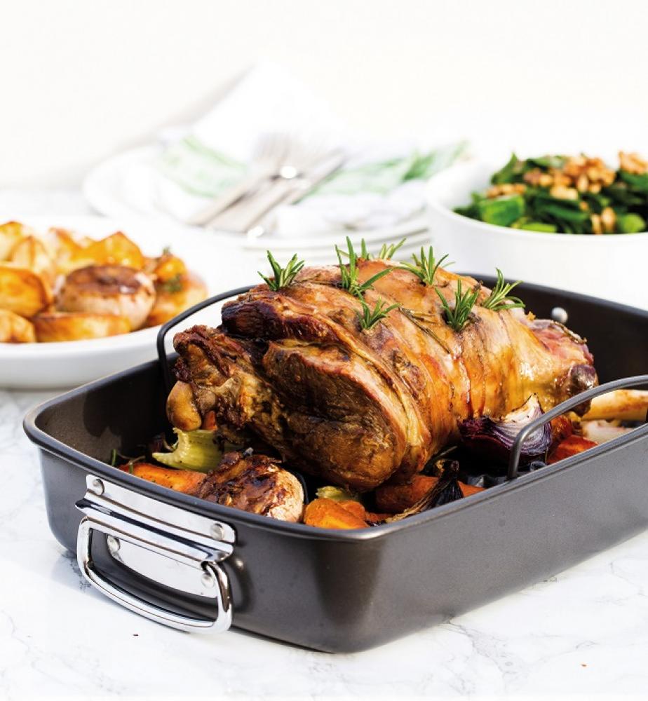 MASTERCLASS NON-STICK ROASTER WITH RACK, 40X28X7.5CM, DISPLAY BOXED, Masterclass