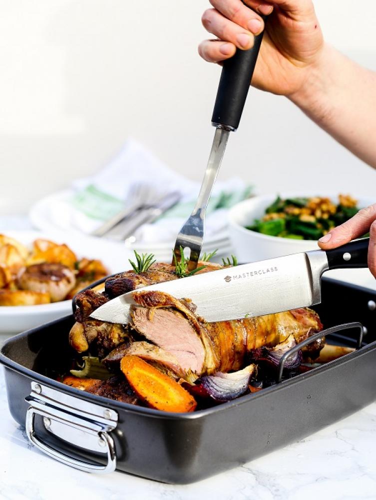 MASTERCLASS NON-STICK ROASTER WITH RACK, 40X28X7.5CM, DISPLAY BOXED, Masterclass