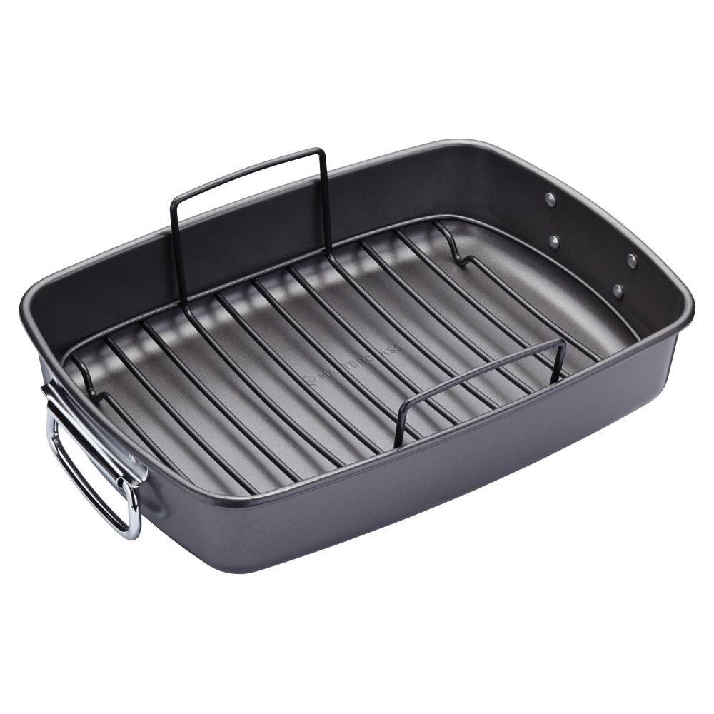 MASTERCLASS NON-STICK ROASTER WITH RACK, 40X28X7.5CM, DISPLAY BOXED, Masterclass