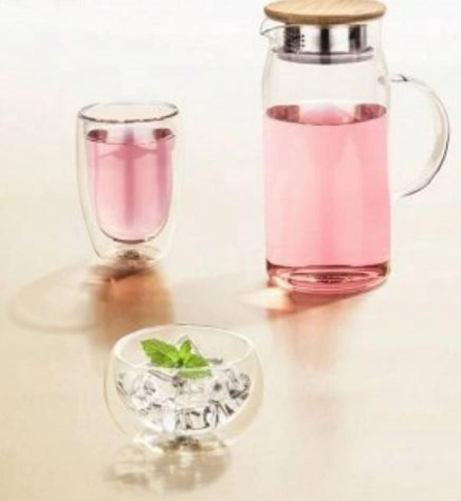 JUG WITH METALL LID 1000ML, GLASS, Wilmax