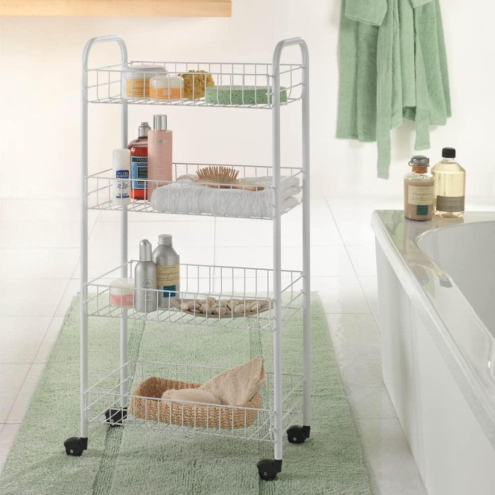 PISA SHELF ON WHEELS 41X23X84CM, 4 TIER, LDPE PLASTIC COATING, Metaltex