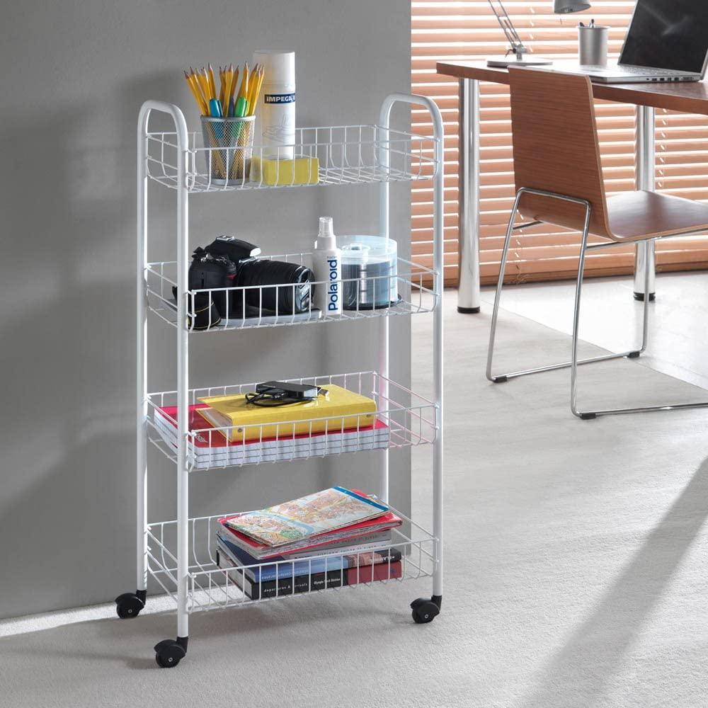 PISA SHELF ON WHEELS 41X23X84CM, 4 TIER, LDPE PLASTIC COATING, Metaltex