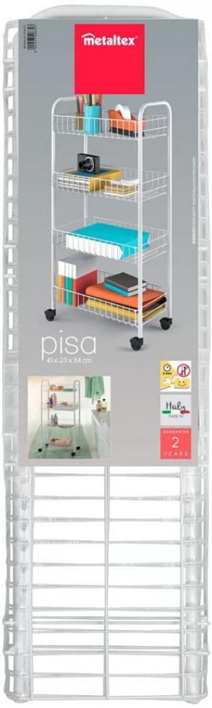 PISA SHELF ON WHEELS 41X23X84CM, 4 TIER, LDPE PLASTIC COATING, Metaltex