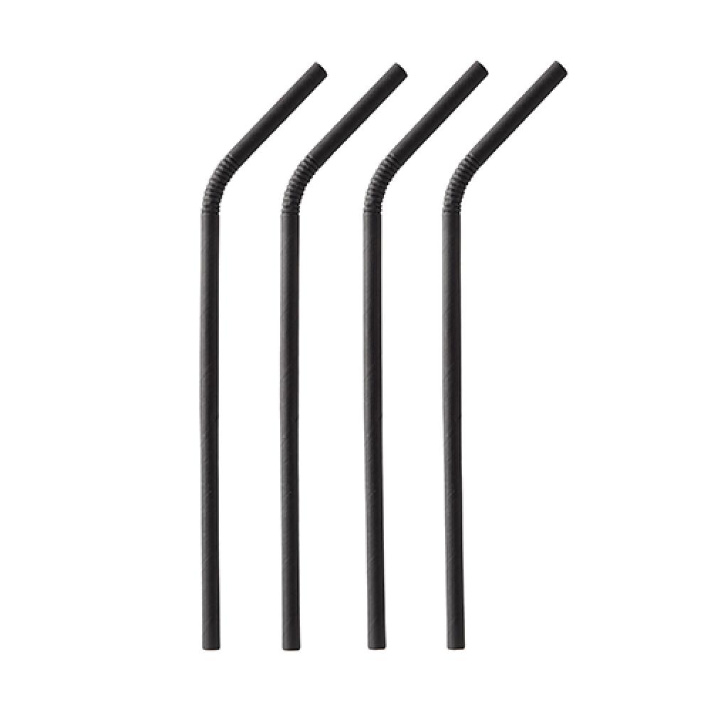 PAPER STRAWS 22CM, 6MM, 100PCS, BLACK, Pap Star