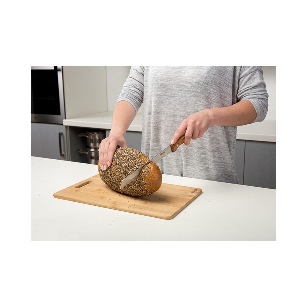 TERRESTRIAL BREAD KNIFE 33CM, WITH WOODEN HANDLE, STAINLESS STEEL, Nava