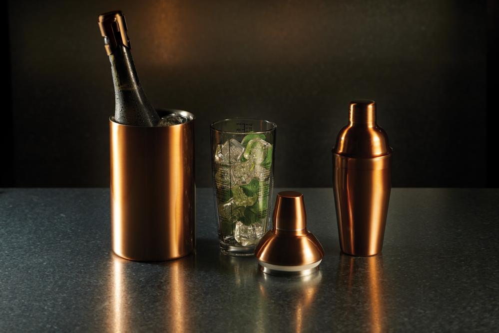 BARCRAFT BOSTON COCKTAIL SHAKER 650ML, COPPER-COLORED LID, GLASS/ST.ST., Bar Craft