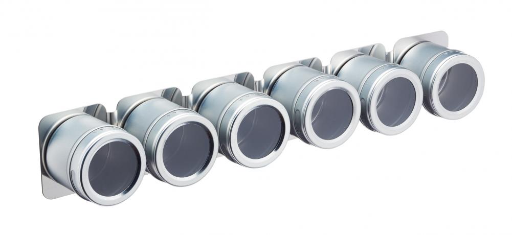 MASTERCLASS MAGNETIC SPICE CONTAINERS 6PCS, WITH SHELF 43X7.5X6CM, N / T, Masterclass