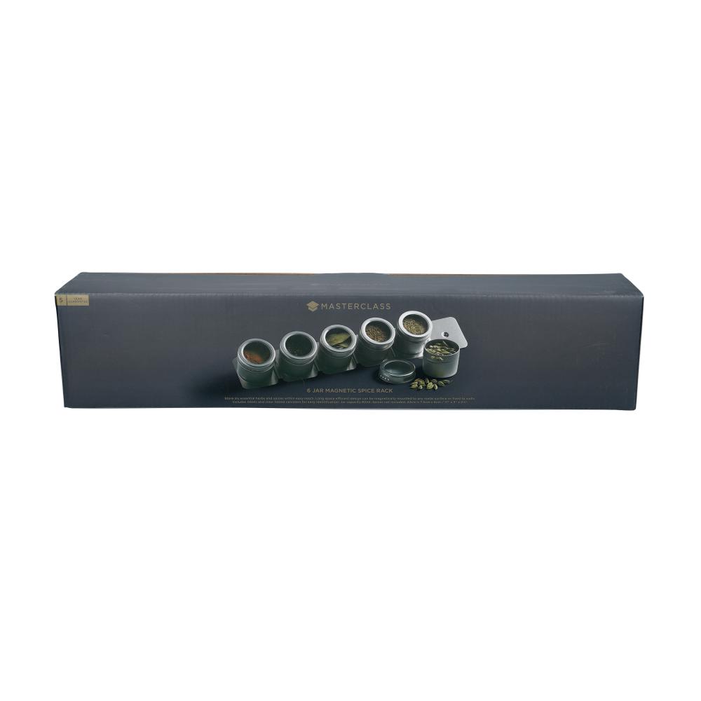 MASTERCLASS MAGNETIC SPICE CONTAINERS 6PCS, WITH SHELF 43X7.5X6CM, N / T, Masterclass