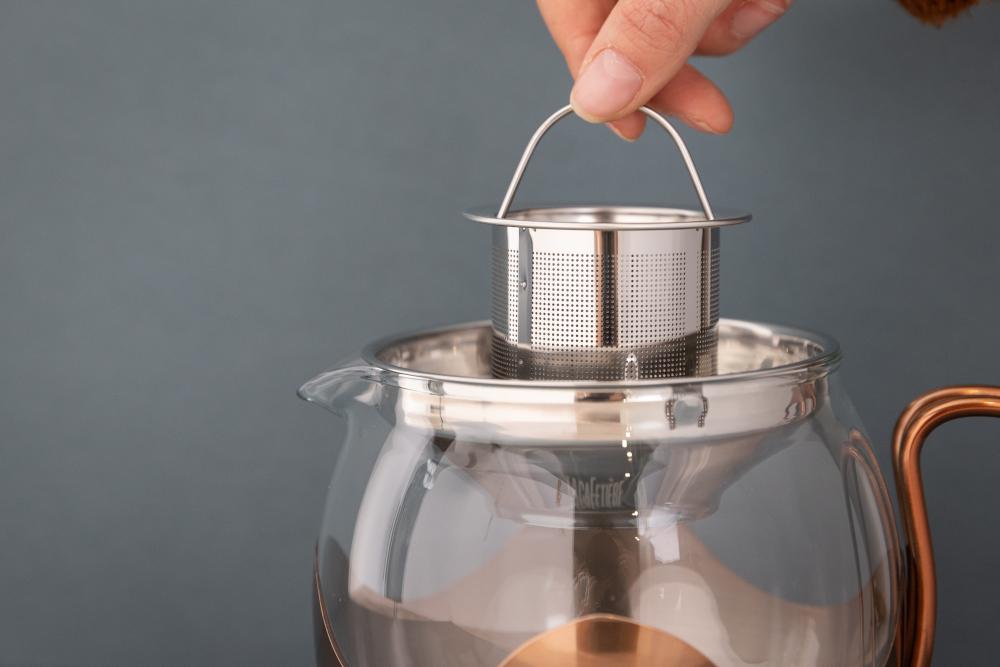 LA CAFETIÈRE LE TEAPOT GLASS TEA INFUSER, 4-CUP, COPPER, La Cafetiere