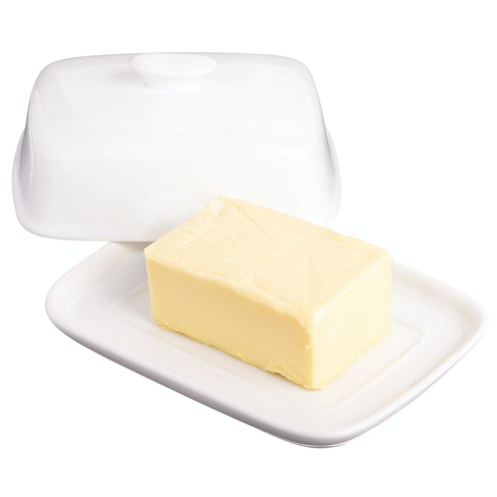 KITCHENCRAFT WHITE BUTTER DISH WITH LID, PORCELAIN, Kitchen Craft