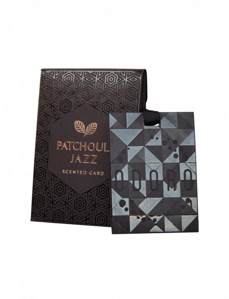ODORO MOOD AROMATIZĒTĀ KARTĪTE PATCHOULI JAZZ 9X12X2,5CM, MELNA, PAPĪRS, 0,028KG, ODORO