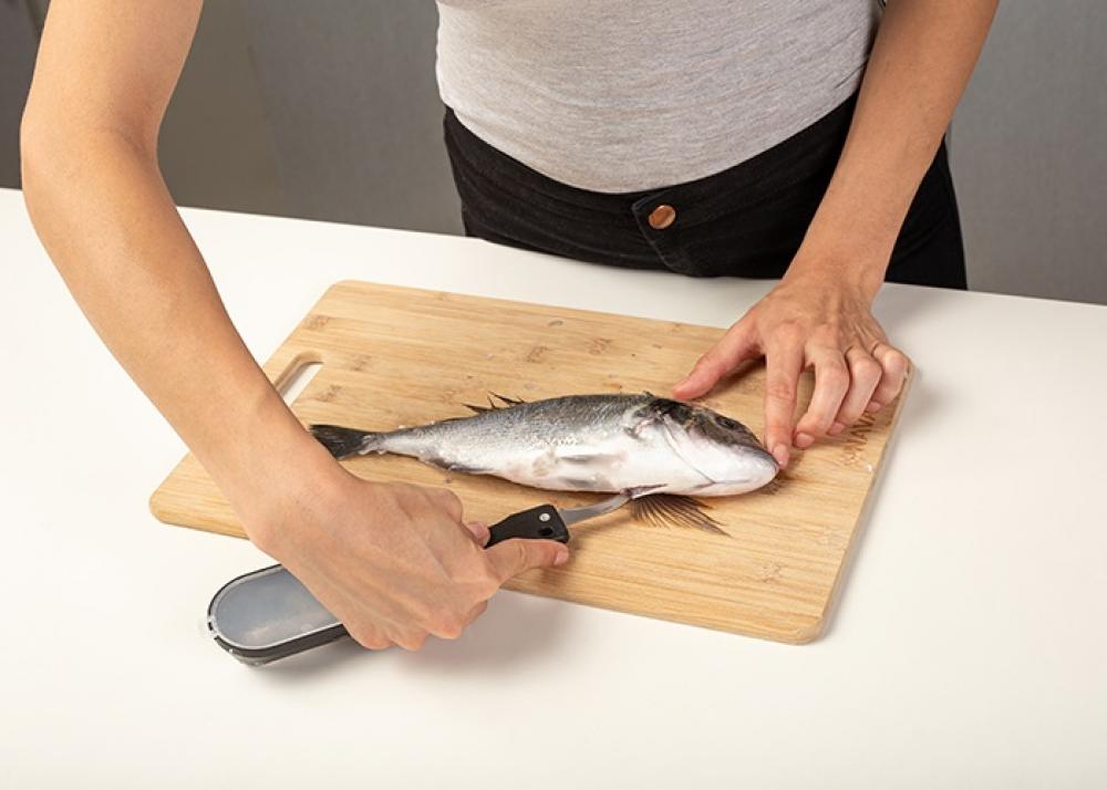 ACER FISH SCALER 20CM WITH  STORAGE CONTAINER, STAINLESS STEL, Nava