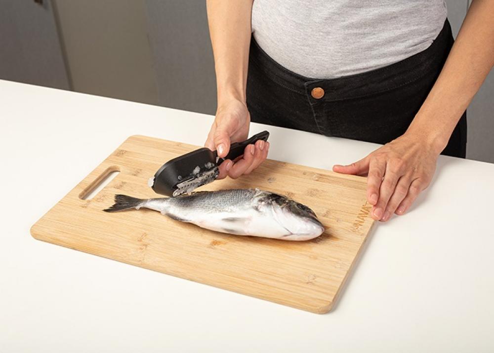 ACER FISH SCALER 20CM WITH  STORAGE CONTAINER, STAINLESS STEL, Nava