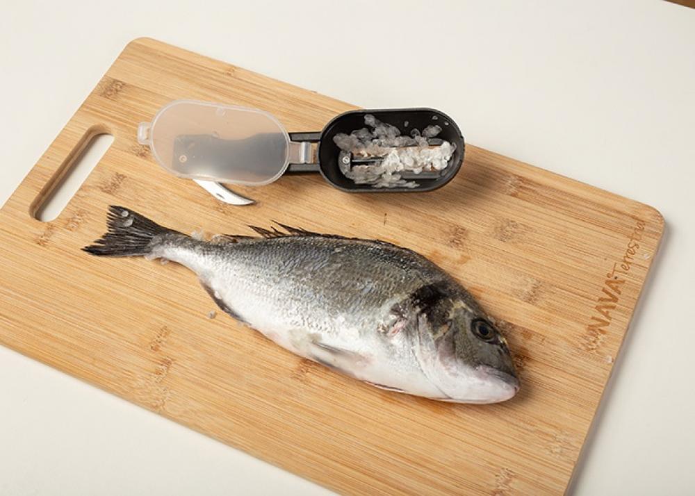 ACER FISH SCALER 20CM WITH  STORAGE CONTAINER, STAINLESS STEL, Nava