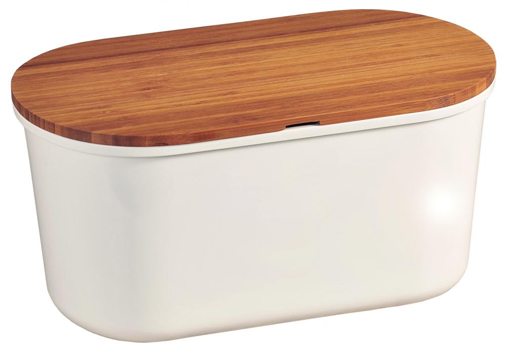BREAD BOX 7x18x21.5CM, WHITE, MELAMINE/BAMBOO, FSC, Kesper