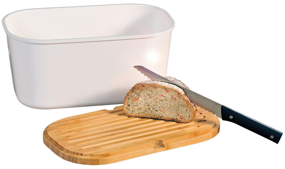 BREAD BOX 7x18x21.5CM, WHITE, MELAMINE/BAMBOO, FSC, Kesper