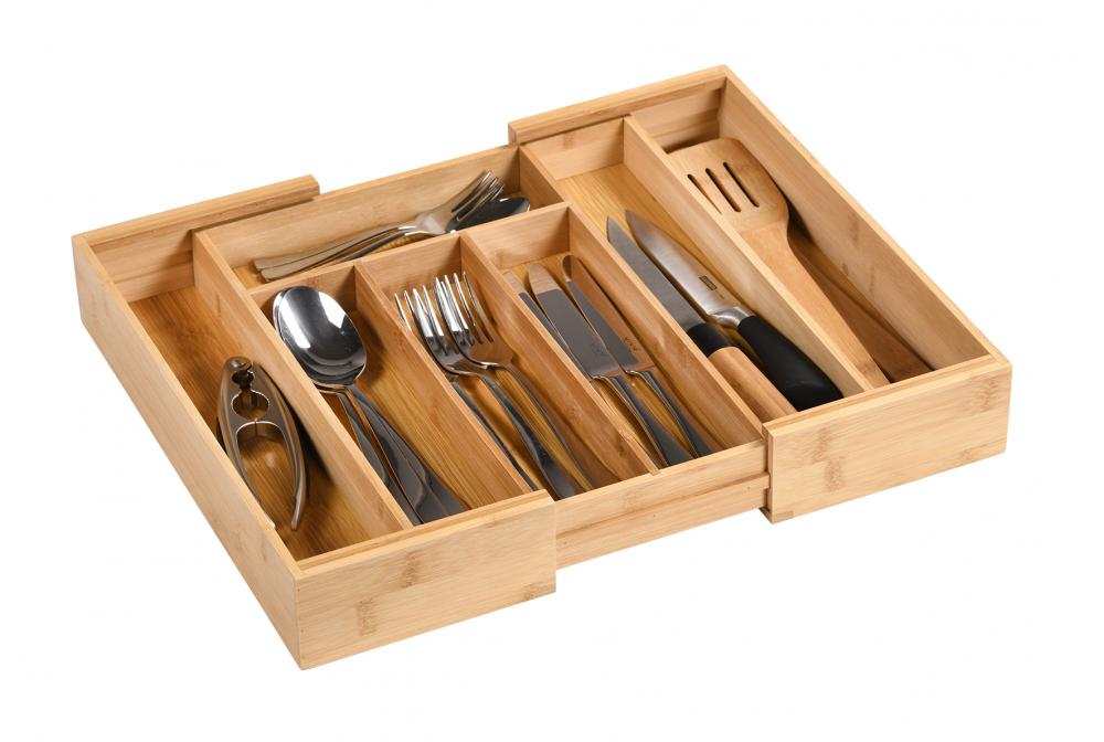 ADJUSTABLE CUTLERY TRAY FOR DRAWERS 28.5-40x33.5x6CM, BAMBOO, FSC, Kesper