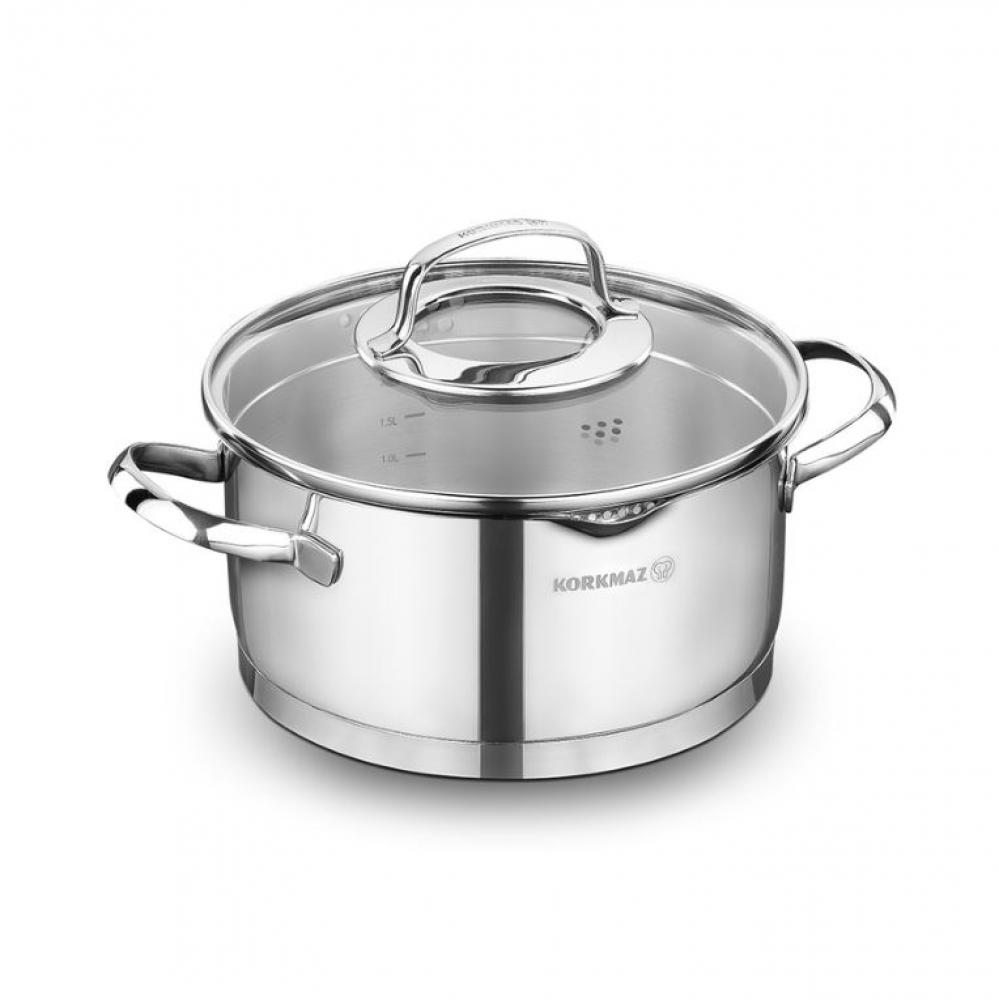 STEAMA pott 24cm 5.5L klaaskaanega induktsioon, Korkmaz