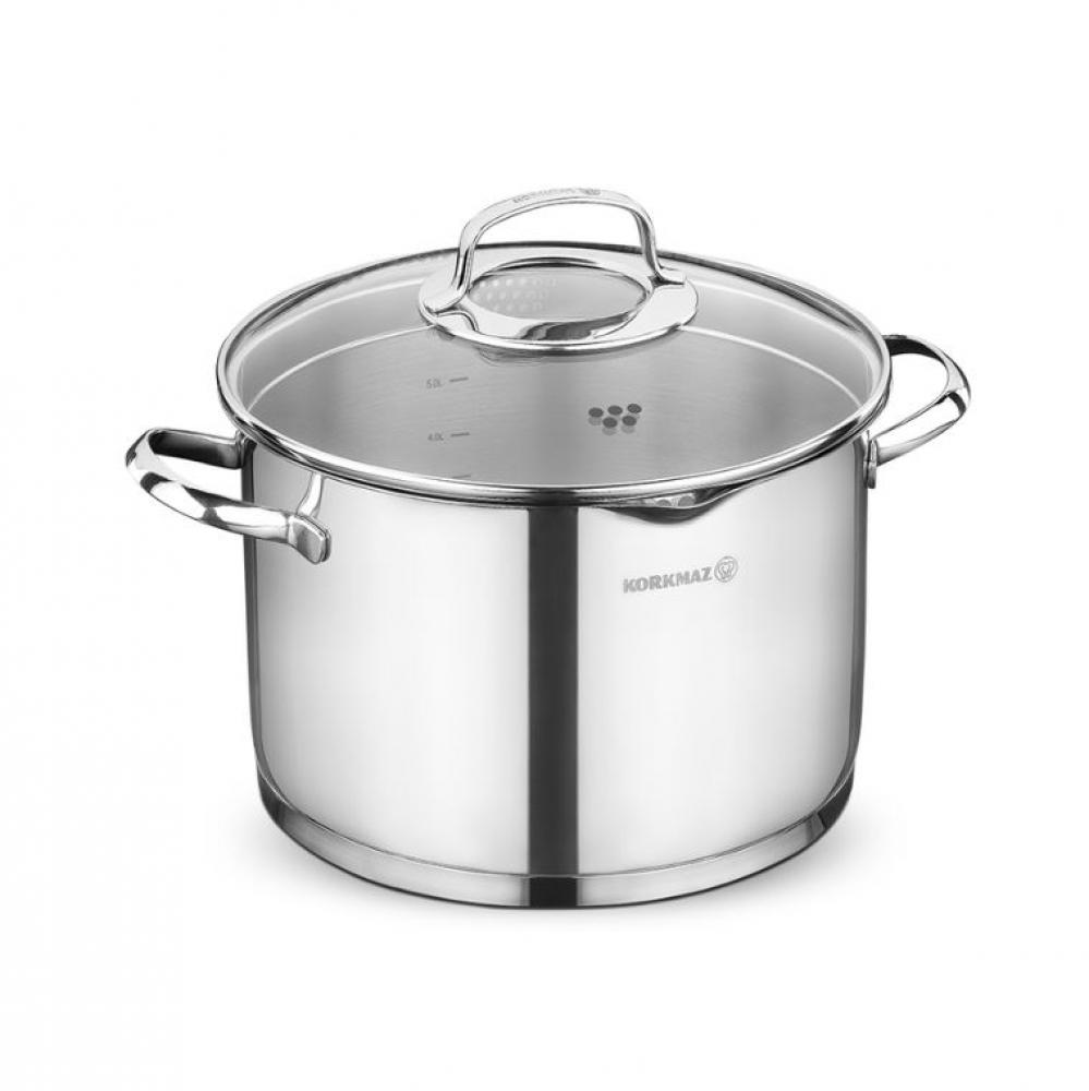 STEAMA pott 24cm 7L klaaskaanega induktsioon, Korkmaz