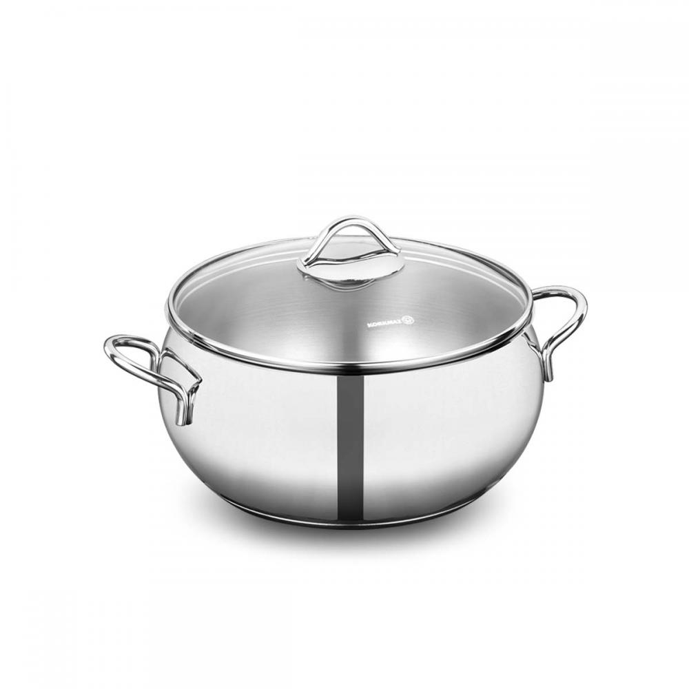 TOMBIK pott 24cm 5.5L klaaskaanega induktsioon, Korkmaz