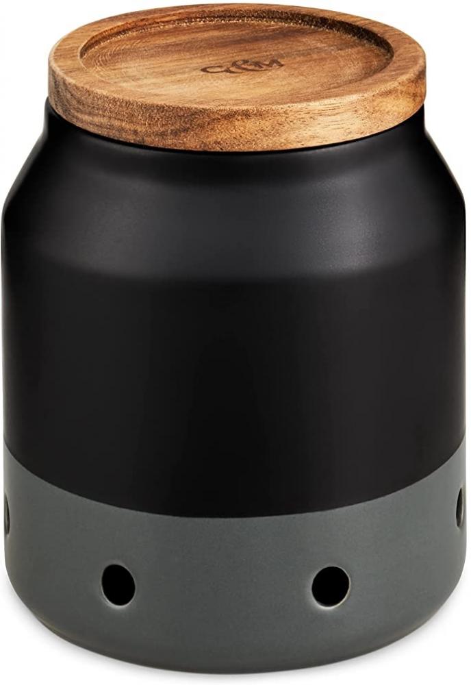 ELMDON GARLIC KEEPER H12CM, WITH LID, CERAMIC, Cole and Mason