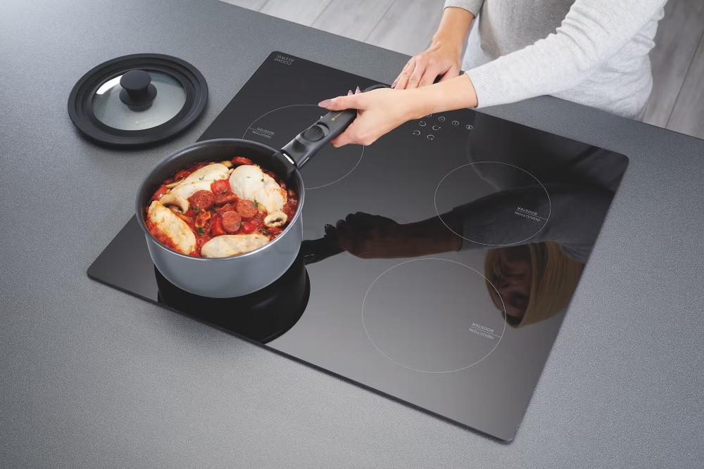 MASTERCLASS SPACE SET OF THREE STACKING INDUCTION-SAFE NON-STICK PANS, Masterclass