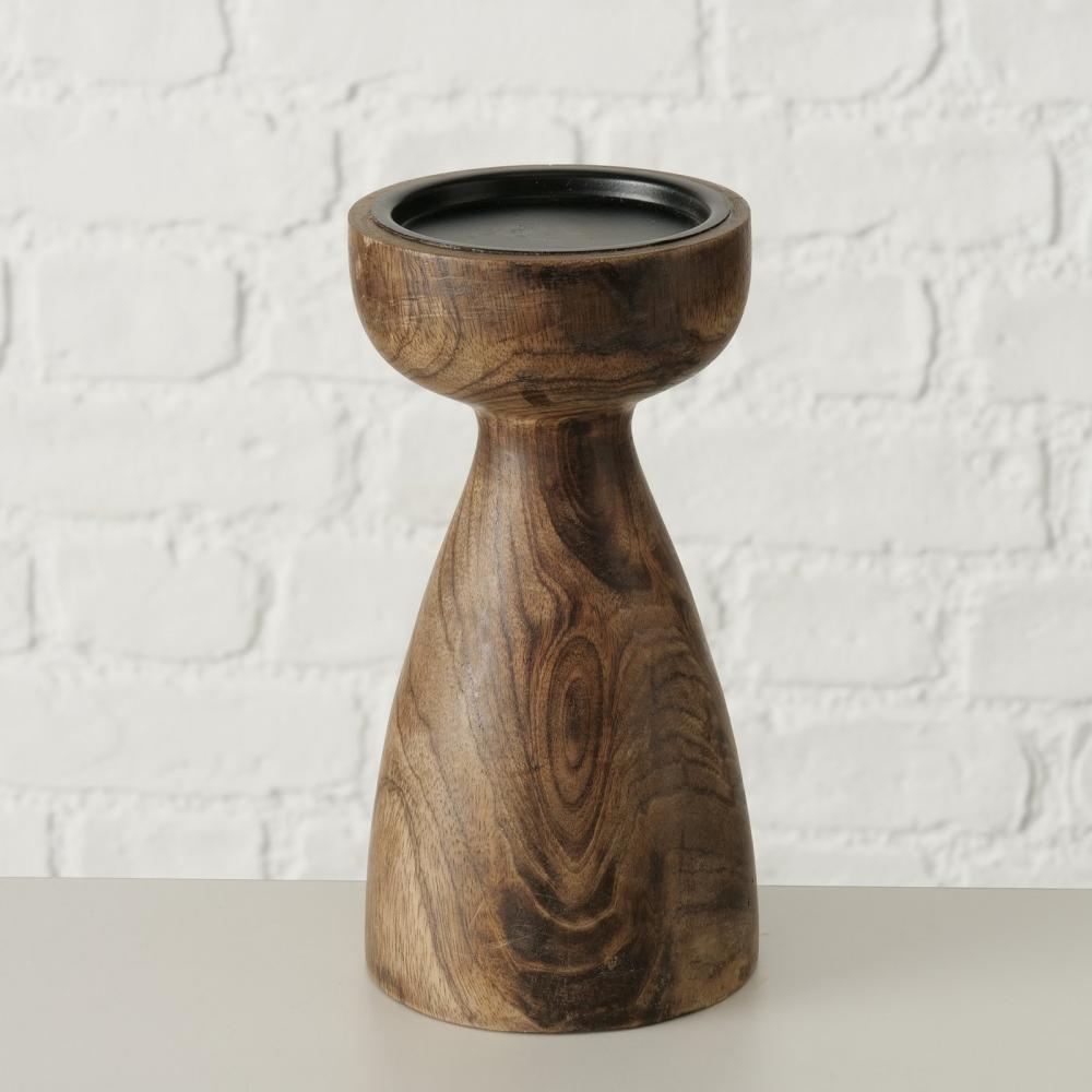 PLAMO CANDLE HOLDER H20CM, BROWN, MANGO TREE, Boltze