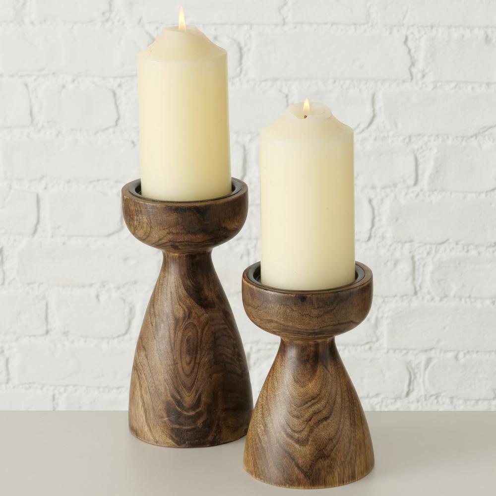 PLAMO CANDLE HOLDER H20CM, BROWN, MANGO TREE, Boltze