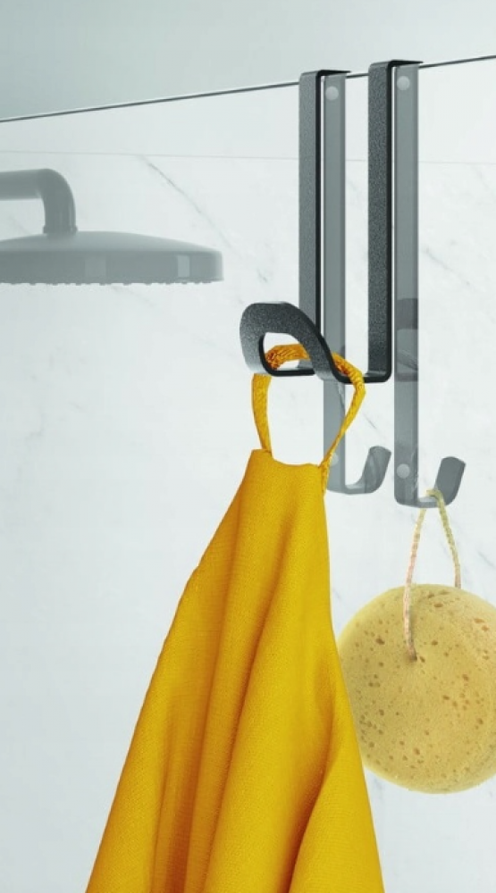 LAVA ORIGIN HANGING HOOK 5X6X14CM, BLACK,STAINLESS STEEL, TOUCH THERM COATING, Metaltex