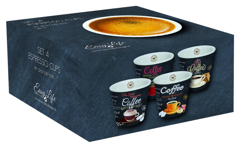 IT'S COFFEE TIME ESPRESSO CUPS 100ML 4PCS, Easy Life